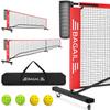 BAGAIL Portable Pickleball Net Set with Wheels, 22 FT Regulation Size & 11 FT Half Court Size 2-in-1 Pickle Ball Net with Ball Collector, Carry Bag, Easy Setup for Outdoor Indoor Driveway - Red view 1