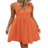 chouyatou Women's Sexy Spaghetti Strap Eyelet Lace Babydoll Dress A Line Beach Party Short Sun Dress (Small, Orange) view 1