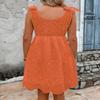 chouyatou Women's Sexy Spaghetti Strap Eyelet Lace Babydoll Dress A Line Beach Party Short Sun Dress (Small, Orange) view 3