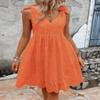 chouyatou Women's Sexy Spaghetti Strap Eyelet Lace Babydoll Dress A Line Beach Party Short Sun Dress (Small, Orange) view 4