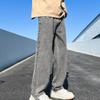 JEsilunmaMY Summer Straight Leg Jeans for Men Casual Loose Hip Hop Cotton Denim Pants Distressed Stretch Basic Jean Pants (Grey,Medium) view 2