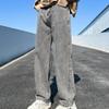 JEsilunmaMY Summer Straight Leg Jeans for Men Casual Loose Hip Hop Cotton Denim Pants Distressed Stretch Basic Jean Pants (Grey,Medium) view 3