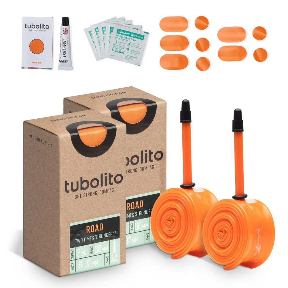 Tubolito Road 700C x 18-32mm Tube | Light, Strong & Compact | Rim & Disc Brake Compatibility | 2X Puncture Protection (700 x 18-32mm, 60mm Presta Valve (Pack of 2))