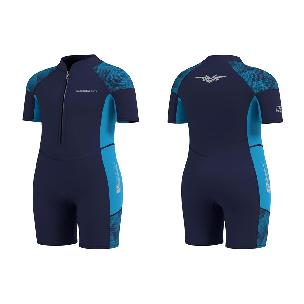 Seaskin Kids Wetsuit for Boys Toddler, 2mm Front Zip Thermal Swimsuits Shorty Diving Suits