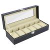 Watch Box Organizer 6/12 Slots Watch Display Case with Glass Lid Anti-Scratch Watch Storage Organizer Fashion PU Leather Watch Holder for Men Women Birthday Gift 30x11x8cm/30.5x20x8cm  view 1