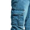 Slim Fit Side Pockets Jeans for Men Stretch Skinny Denim Pencil Pants Distressed Casual Straight Leg Jean Pants (Blue,Large) view 3