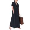 Akivide Women Button Down Cotton Linen Shirt Maxi Dress Loose Comfy Short Sleeve Solid Color Linen Long Dress with Pockets view 1