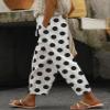 chouyatou Women's Vintage Floral Print High Elastic Waist Wide Leg Capri Beach Palazzo Pants with Pockets (Large, Polka Dot) view 2
