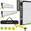 BAGAIL Portable Pickleball Net Set with Wheels, 22 FT Regulation Size & 11 FT Half Court Size 2-in-1 Pickle Ball Net with Ball Collector, Carry Bag, Easy Setup for Outdoor Indoor Driveway - Yellow view 1