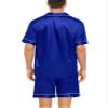 SWOMOG Men Satin Silk Pajamas Sets Short Sleeve Sleepwear Button-Down PJs Sets Two-Pieces Loungewear with Pockets Blue view 4