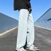 JEsilunmaMY Summer Straight Leg Jeans for Men Casual Loose Hip Hop Cotton Denim Pants Distressed Stretch Basic Jean Pants (Light Blue,XX-Large) view 2
