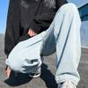 JEsilunmaMY Summer Straight Leg Jeans for Men Casual Loose Hip Hop Cotton Denim Pants Distressed Stretch Basic Jean Pants (Light Blue,XX-Large) view 3