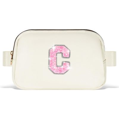 Uygafly Customized Gifts for Mom Daughter Sister Her,Birthday Gift for Mom,Mom Gifts from Daughter,Mother in Law Gifts,Mama Gift Idea,Crossbody Bag Belt Bag | Cream,Initial C