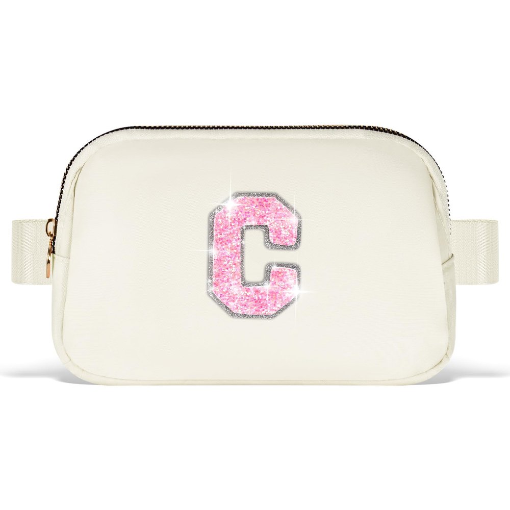 Uygafly Customized Gifts for Mom Daughter Sister Her,Birthday Gift for Mom,Mom Gifts from Daughter,Mother in Law Gifts,Mama Gift Idea,Crossbody Bag Belt Bag | Cream,Initial C