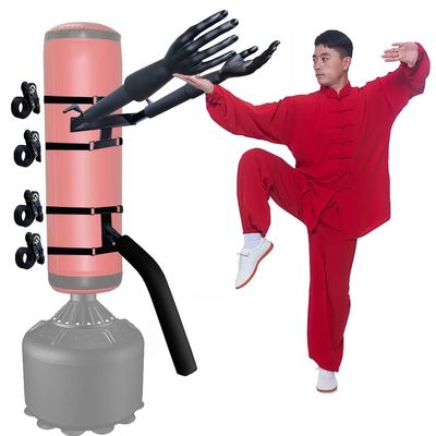 Portable Wing Chun Dummy Hand trainer, Bundled Soft Object Gesture Wooden Man Pile Dummy, Spring pile Martial Arts Judo Training Kick Boxing, for Suitable sandbag installation ( Color : Complete set )