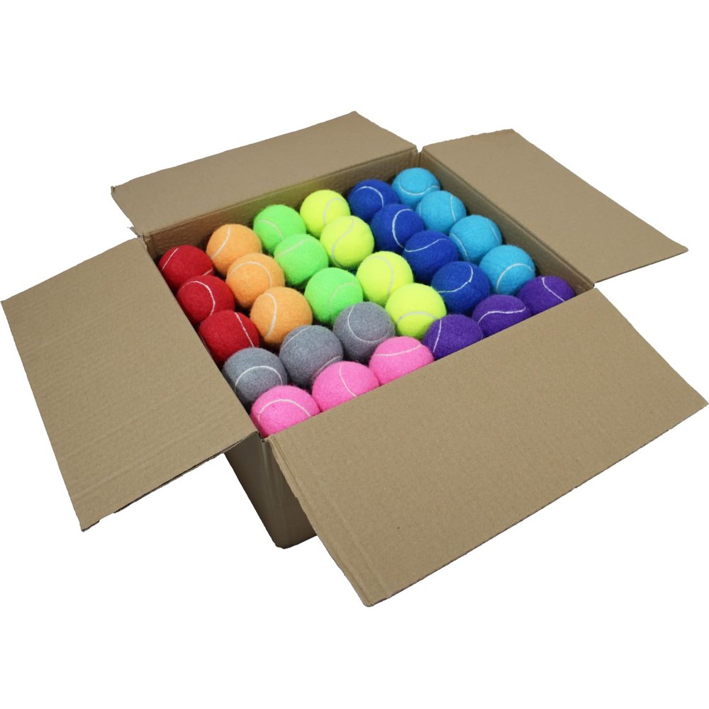 SHYUJAJIE Tennis Balls, 90 Pack Training Tennis Balls Bulk, High Elasticity Practice Tennis for Beginner, Exercise Playing Balls for Pet Dog(Multicolour)
