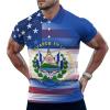 U.S. El Salvador Flag Mens Straight Short Sleeve Polo Shirts Sports Golf Tennis T-Shirt Quick Dry Long Top, XX-Large view 1