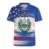 U.S. El Salvador Flag Mens Straight Short Sleeve Polo Shirts Sports Golf Tennis T-Shirt Quick Dry Long Top, XX-Large view 4