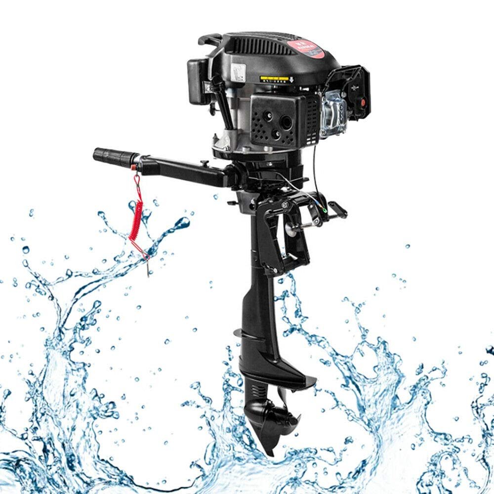 6 HP Outboard Motor, 140cc 4 Stroke Fishing Boat Engine Air-cooled Cooled Gasoline Short Shaft, Heavy Duty Outboard Engine, TCI ignition system, 4500-5500r/min Water Transportation (6 HP)