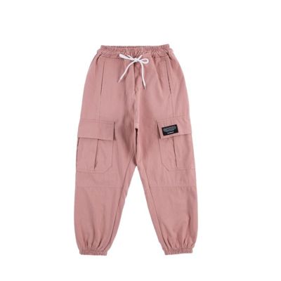 NineFit Basics Parachute Pants for Girls 2K Cargo Trousers Toddler Kids Spring Summer Cotton Jogger Pants (Pink, 7-8 Years)