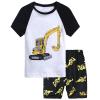 AMIMOJY Little Kids Toddler Baby Boy Summer Clothes Excavator Print Short Sleeved T-shirt Tops Shorts 2 Piece Outfits Set, 6-7 Years, Black view 1