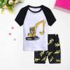 AMIMOJY Little Kids Toddler Baby Boy Summer Clothes Excavator Print Short Sleeved T-shirt Tops Shorts 2 Piece Outfits Set, 6-7 Years, Black view 2