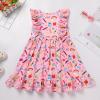 ABAFIP Girls Back to School Dress Toddler Kids Pencil Print Crew Neck Flutter Sleeve Ruffle Sleeveless Casual Summer Dress Light Pink 4-5 Years view 3