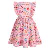 ABAFIP Girls Back to School Dress Toddler Kids Pencil Print Crew Neck Flutter Sleeve Ruffle Sleeveless Casual Summer Dress Light Pink 4-5 Years view 4