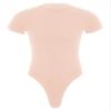 Agoky Men's Round Neck Short Sleeve Button Crotch Shirt Bodysuit Snappies Rompers Thongs Jumpsuit Pink Large view 4