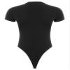 QinCiao Mens Short Sleeve Thongs Leotard Snappies Undershirts Press Button Crotch Shirt Bodysuit Black XX-Large view 4