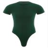 Agoky Men's Round Neck Short Sleeve Button Crotch Shirt Bodysuit Snappies Rompers Thongs Jumpsuit Green XX-Large view 3