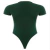 Agoky Men's Round Neck Short Sleeve Button Crotch Shirt Bodysuit Snappies Rompers Thongs Jumpsuit Green XX-Large view 4