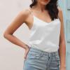 NineFit Basics Cyber of Monday Deals 2024 Women's V Neck Tank Tops Small Suspender Vest Outerwear Top Cropped Racerback Camisoles Solid Suspender Vest White, Medium view 3