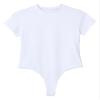 Agoky Men's Round Neck Short Sleeve Button Crotch Shirt Bodysuit Snappies Rompers Thongs Jumpsuit White XX-Large view 4