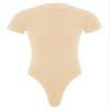 Agoky Men's Round Neck Short Sleeve Button Crotch Shirt Bodysuit Snappies Rompers Thongs Jumpsuit Beige Large view 3