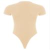 Agoky Men's Round Neck Short Sleeve Button Crotch Shirt Bodysuit Snappies Rompers Thongs Jumpsuit Beige Large view 4