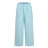Summer White Linen Pants Women Baggy High Waist Cotton Linen Straight Leg Pants Elastic High Waisted Palazzo Pants for Women Lightweight Summer Pants Trousers Boho Beach Pants with Pockets view 4