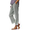 eoeioa Summer White Linen Pants Women Baggy High Waist Cotton Linen Straight Leg Pants Elastic High Waisted Palazzo Pants for Women Lightweight Summer Pants Trousers Boho Beach Pants with Pockets view 2