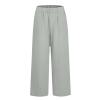 eoeioa Summer White Linen Pants Women Baggy High Waist Cotton Linen Straight Leg Pants Elastic High Waisted Palazzo Pants for Women Lightweight Summer Pants Trousers Boho Beach Pants with Pockets view 4