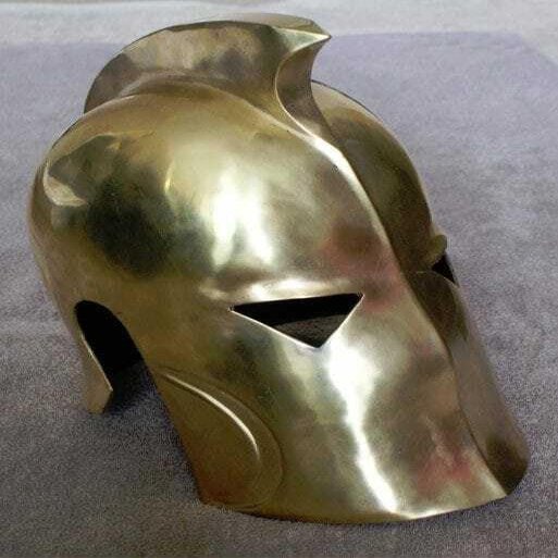 Medieval Antique Brass Plating Historical metal plume helmet