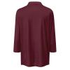 NineFit Basics Polo Shirts for Women,2024 Summer Trendy Plain Lapel V Neck 3/4 Length Sleeve T Shirt,Dressy Casual Loose Fit Going Out Workout Tops Collared Tees Daily Blouses Ladies Work Tunic(B-Wine,M) view 2