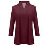 NineFit Basics Polo Shirts for Women,2024 Summer Trendy Plain Lapel V Neck 3/4 Length Sleeve T Shirt,Dressy Casual Loose Fit Going Out Workout Tops Collared Tees Daily Blouses Ladies Work Tunic(B-Wine,M) view 3
