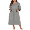 Ekouaer Women Zipper Robe 3/4 Sleeves Loungewear Dress Full Length Sleepwear Pockets Housecoat Nightgown Long Bathrobe view 1