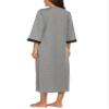 Ekouaer Women Zipper Robe 3/4 Sleeves Loungewear Dress Full Length Sleepwear Pockets Housecoat Nightgown Long Bathrobe view 4
