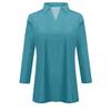 NineFit Basics Polo Shirts for Women,2024 Summer Trendy Plain Lapel V Neck 3/4 Length Sleeve T Shirt,Dressy Casual Loose Fit Going Out Workout Tops Collared Tees Daily Blouses Ladies Work Tunic(B-Cyan,3XL) view 3