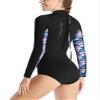 Women 2mm Shorty Wetsuit One Piece Long Sleeve Diving Suit Back Zipper Wetsuit for Snorkeling Surfing Printed Floral Patchwork UV Sun-Protection Swimsuit Dive Skin view 2