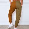Generic Women's Sweatpants Color Block Patchwork Trouser Elastic High Waist Joggers Baggy Casual Pants with Multi Pockets, XX-Large, Orange view 2