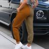 Generic Women's Sweatpants Color Block Patchwork Trouser Elastic High Waist Joggers Baggy Casual Pants with Multi Pockets, XX-Large, Orange view 4