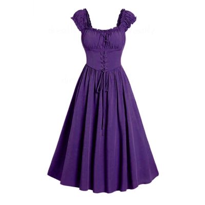 Akklian Women's 2025 Summer Dress Square Neck Sleeveless Tunic Dress Renaissance Corset Dress Fairy Dress Flowy Midi Dress Purple