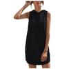 Angxiwan Casual Dresses for Women Sleeveless Solid Hoodie Sundresses Trendy Athletic Drawstring Slim Fit Short Summer Dresses Black view 1